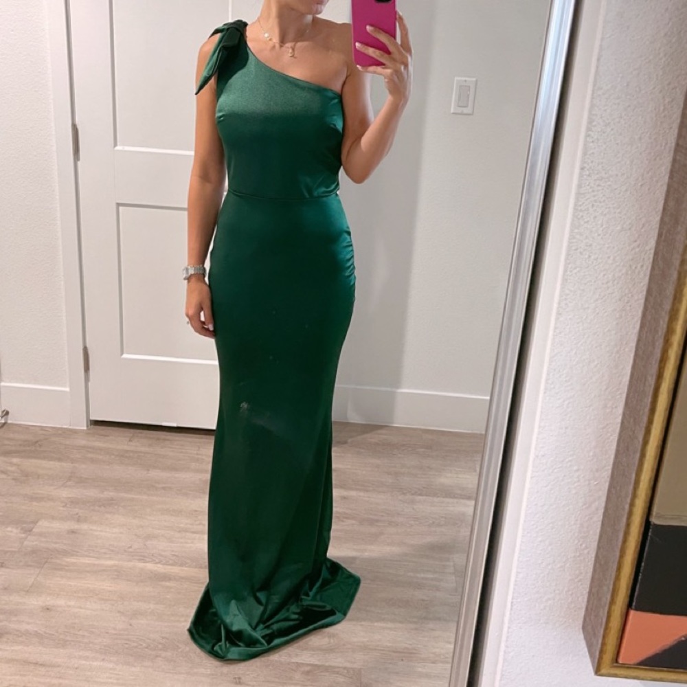 Delana Formal One-Shoulder Satin Dress